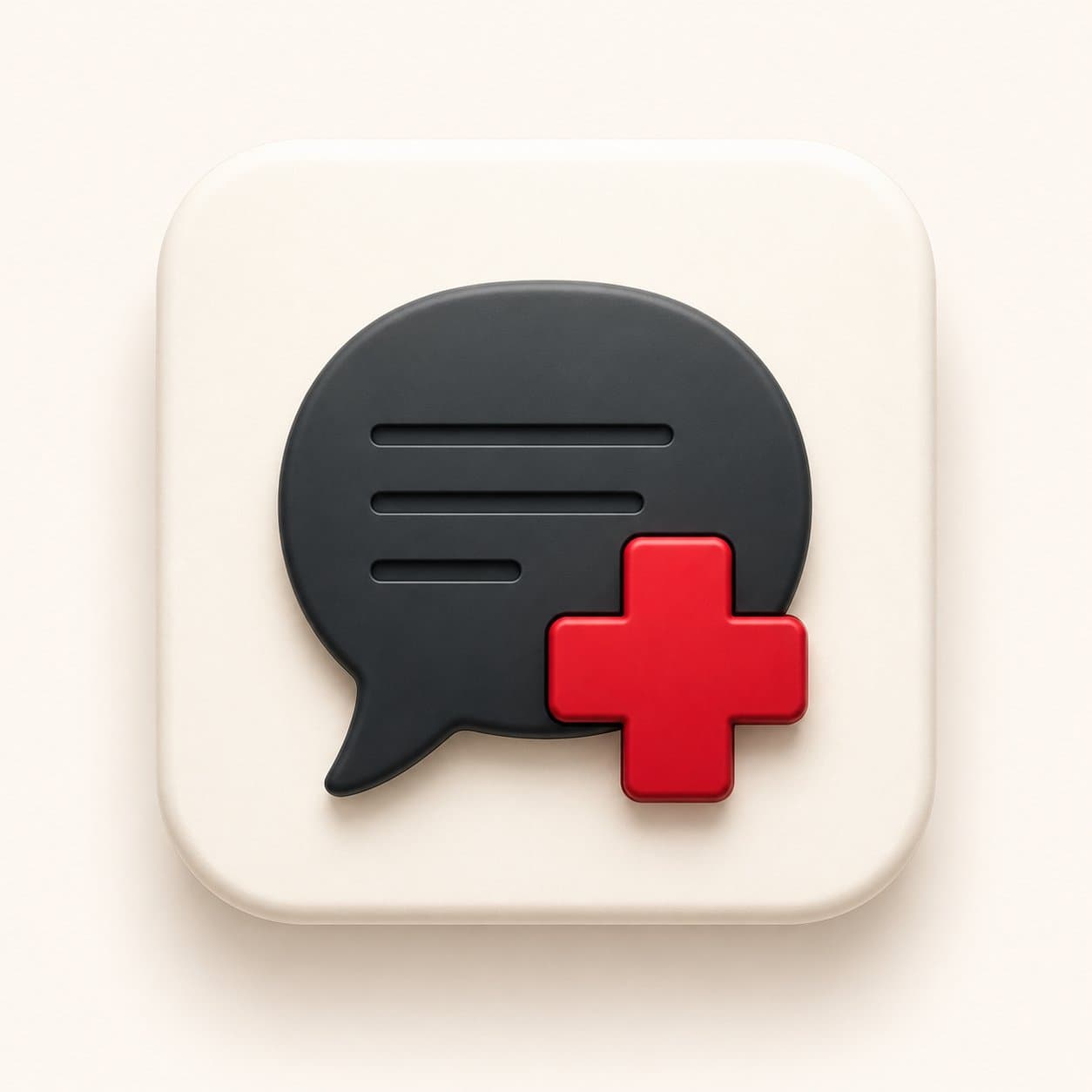 Fairview Pharmacy Ask the Pharmacist illustration: dark speech bubble with red medical cross overlay