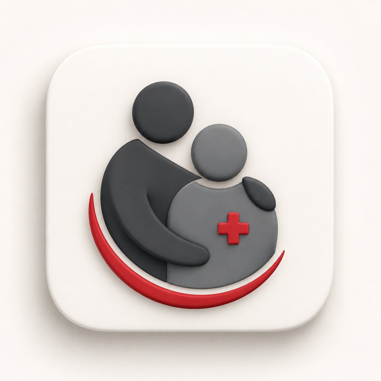 Fairview Pharmacy Caregiver illustration: caring hands cradling two senior figures with a heart and capsule emblem, representing pharmacist supported caregiving