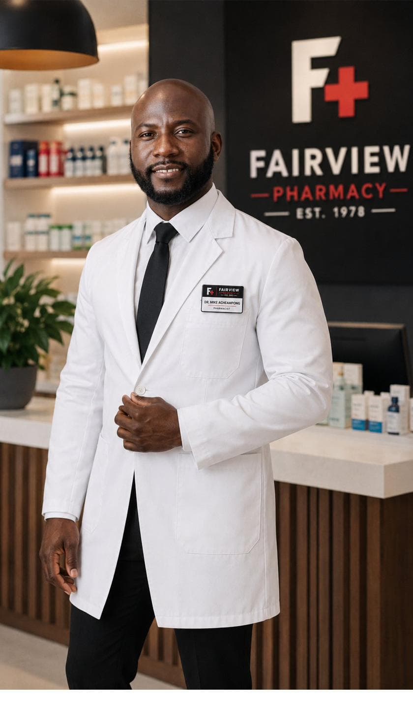 Dr. Mike Acheampong, PharmD, MPH, owner and managing pharmacist