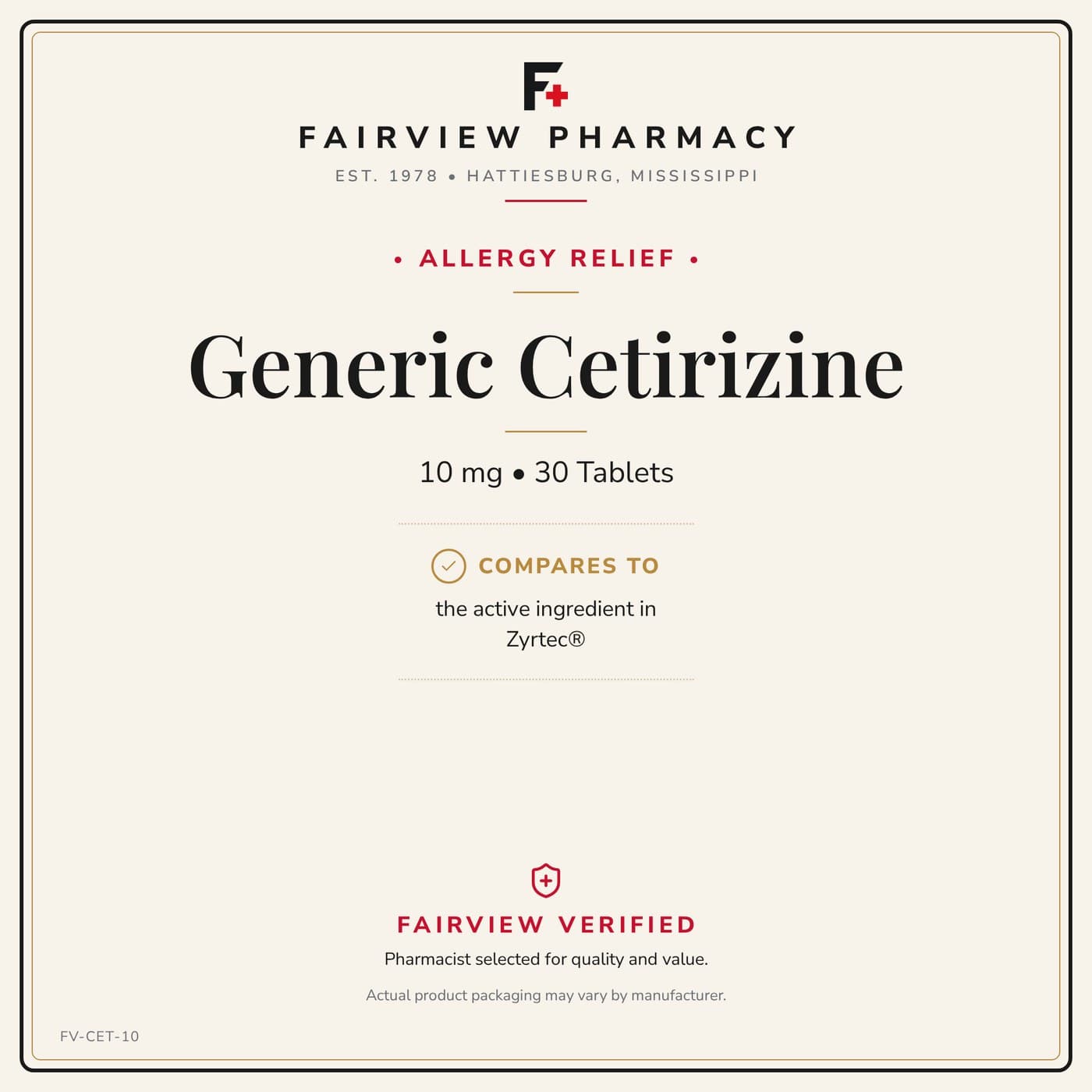 Generic Cetirizine (Zyrtec) 30ct