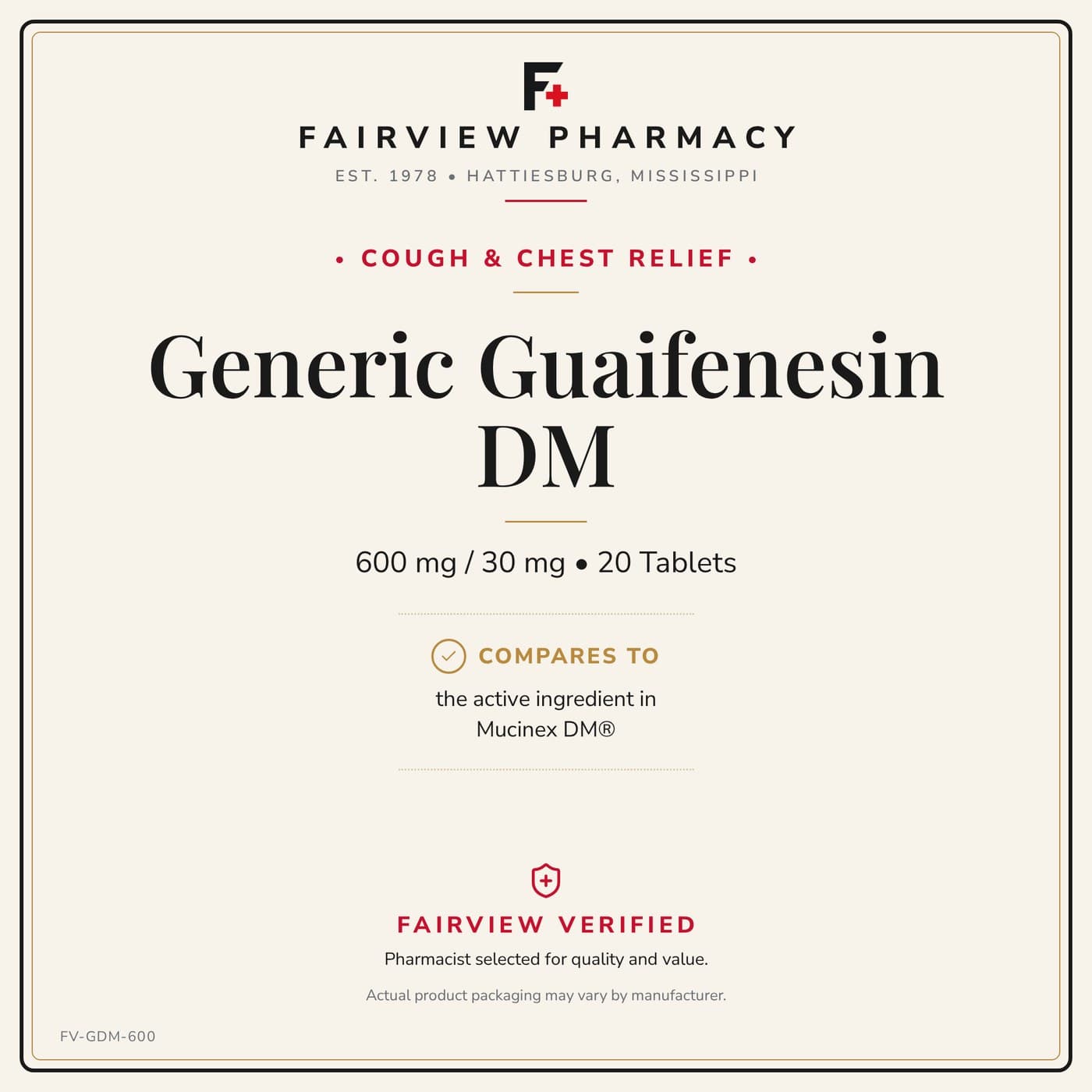 Generic Guaifenesin/DM (Mucinex DM) 20ct