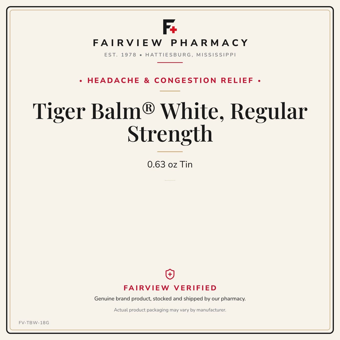 Tiger Balm White, Regular Strength